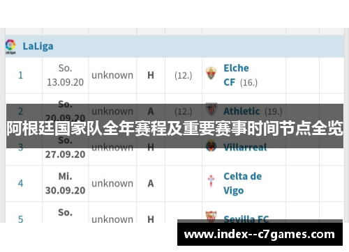 阿根廷国家队全年赛程及重要赛事时间节点全览