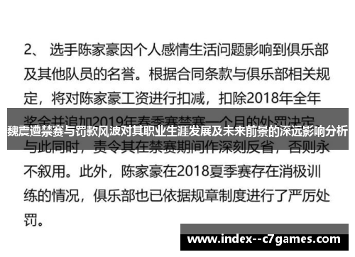 魏震遭禁赛与罚款风波对其职业生涯发展及未来前景的深远影响分析